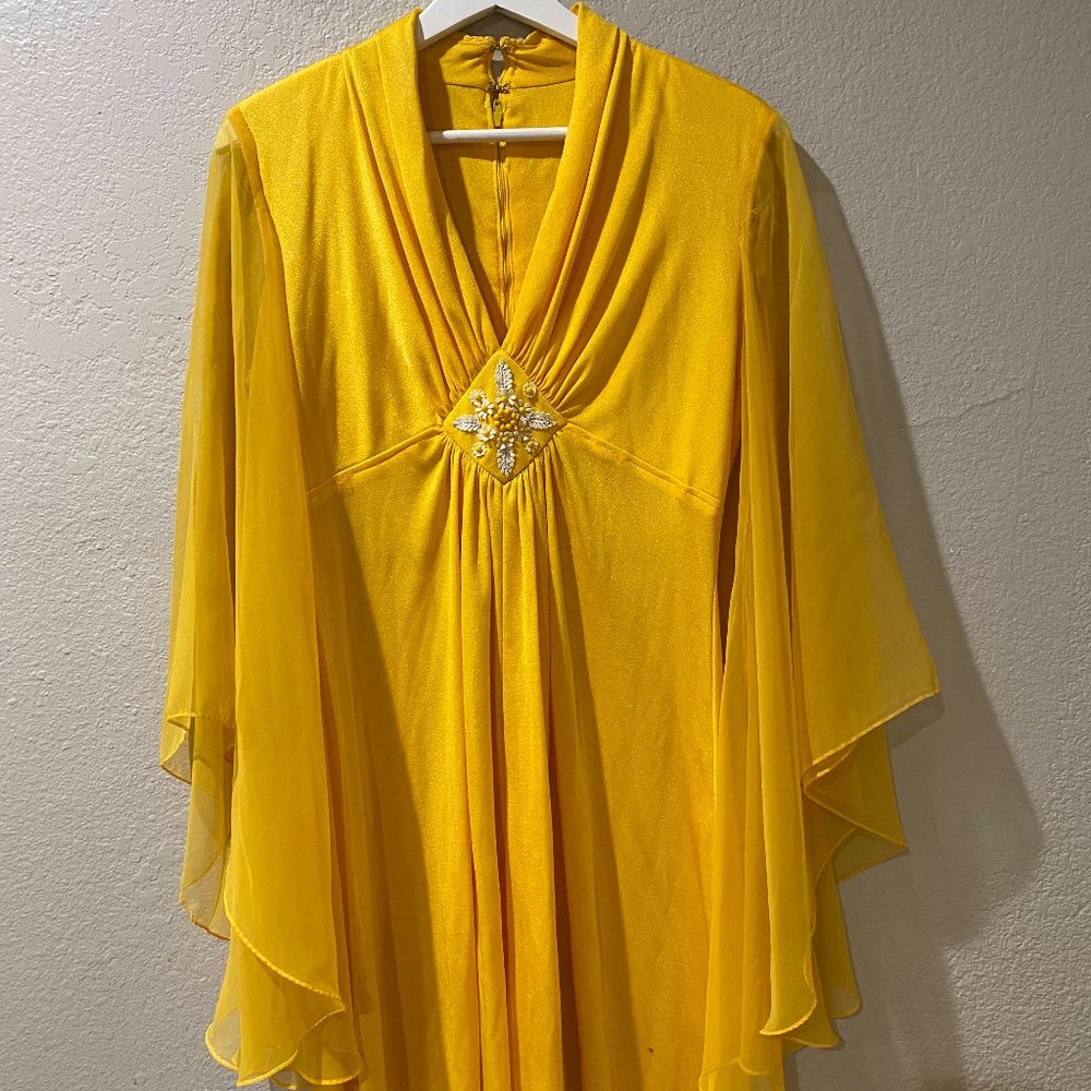 Vintage 70's Golden Yellow Flowy Dress
